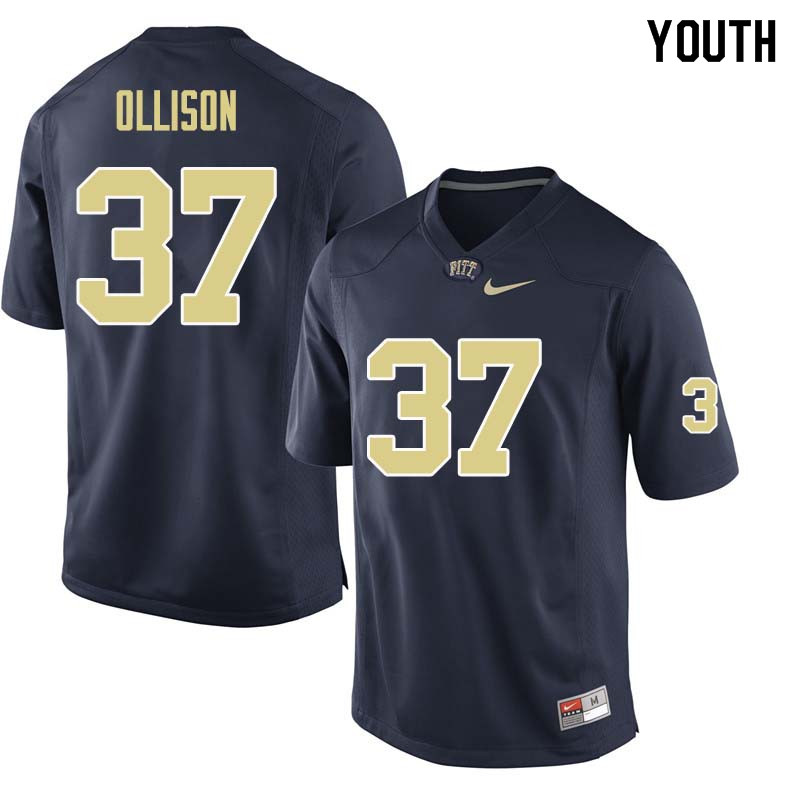 Youth #37 Qadree Ollison Pittsburgh Panthers College Football Jerseys Sale-Navy